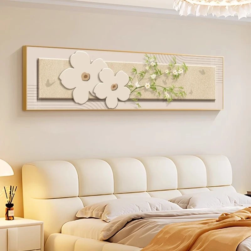 卧室床头画小清新北欧绿植花卉客厅现代简约背景画晶瓷镶钻装饰画