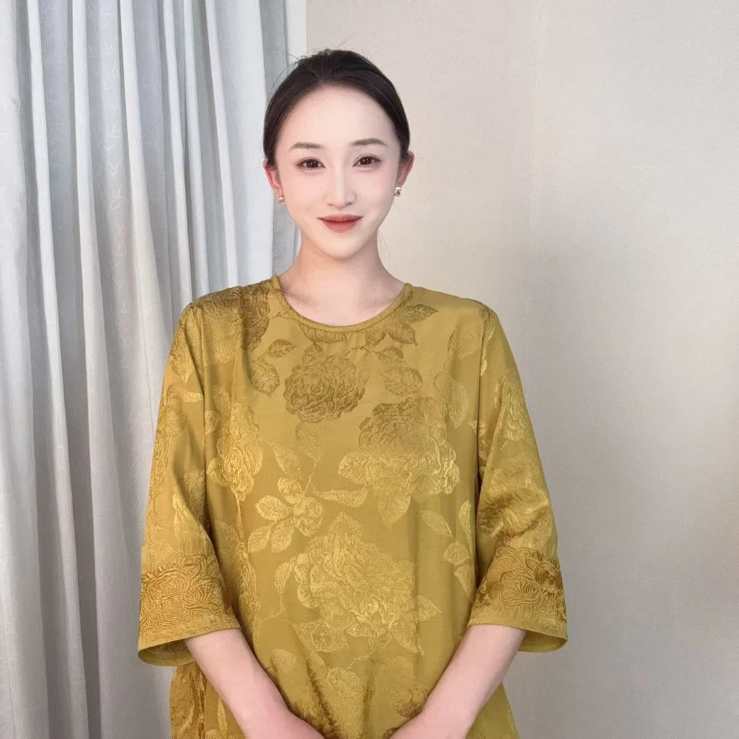 【牡丹】2025新款新中式国风提花小衫ylmy-89