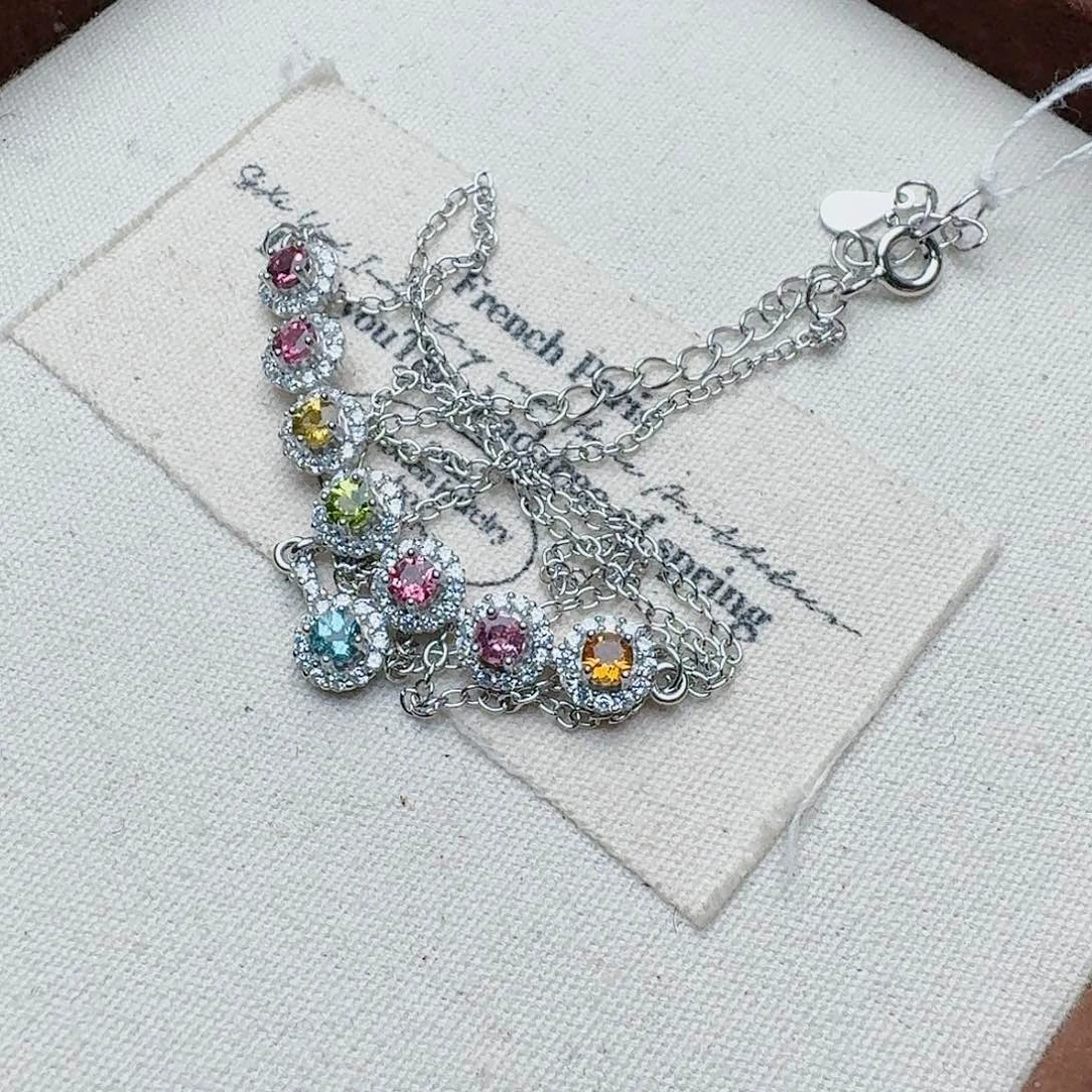 碧玺颈饰银S925镶嵌吊坠