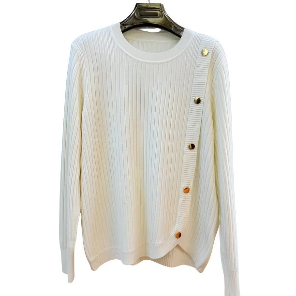 大码女装韩系圆弧下摆纯色宽松显瘦打底长袖针织衫上衣女