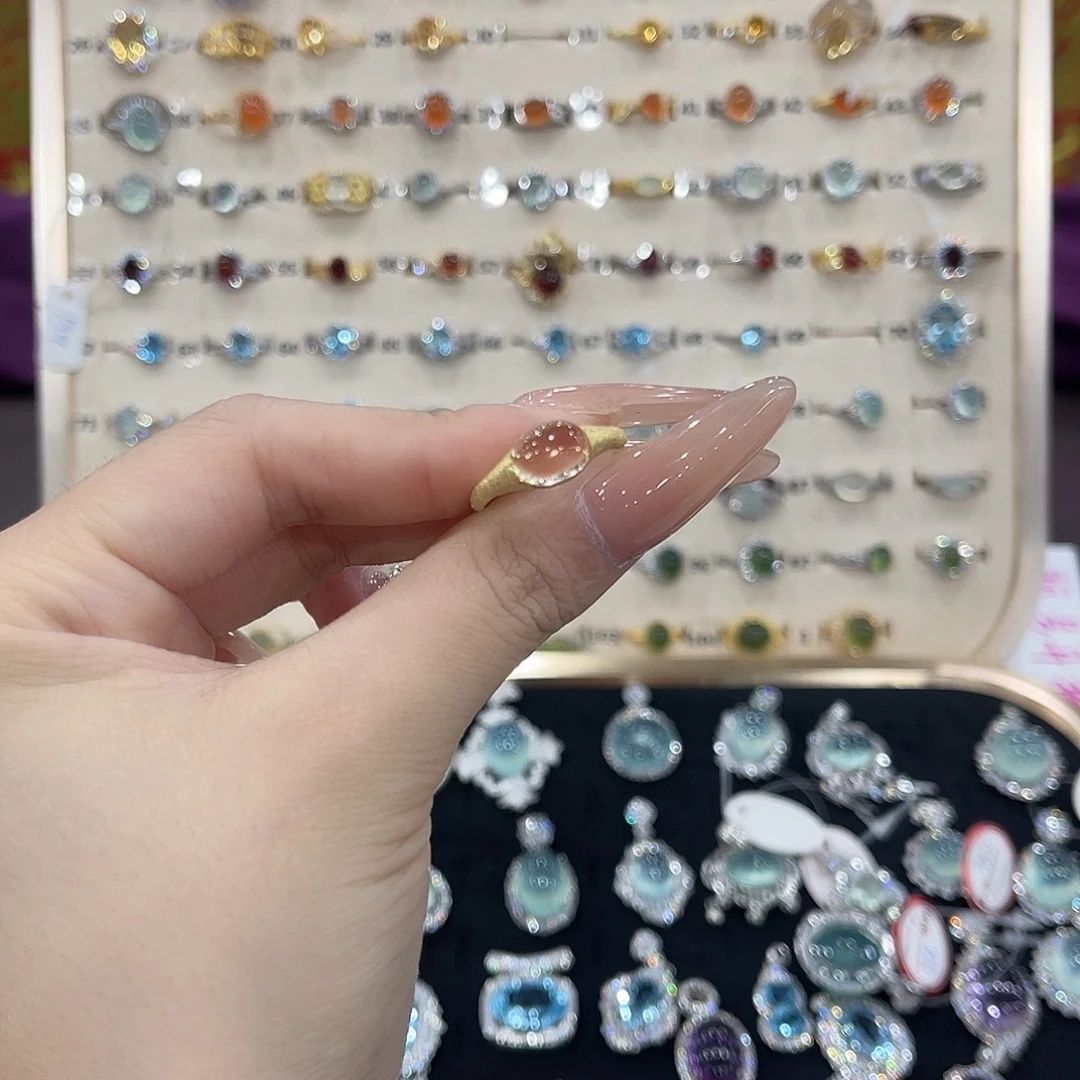 沉***溺蛇纹石玉银S925镶嵌戒指