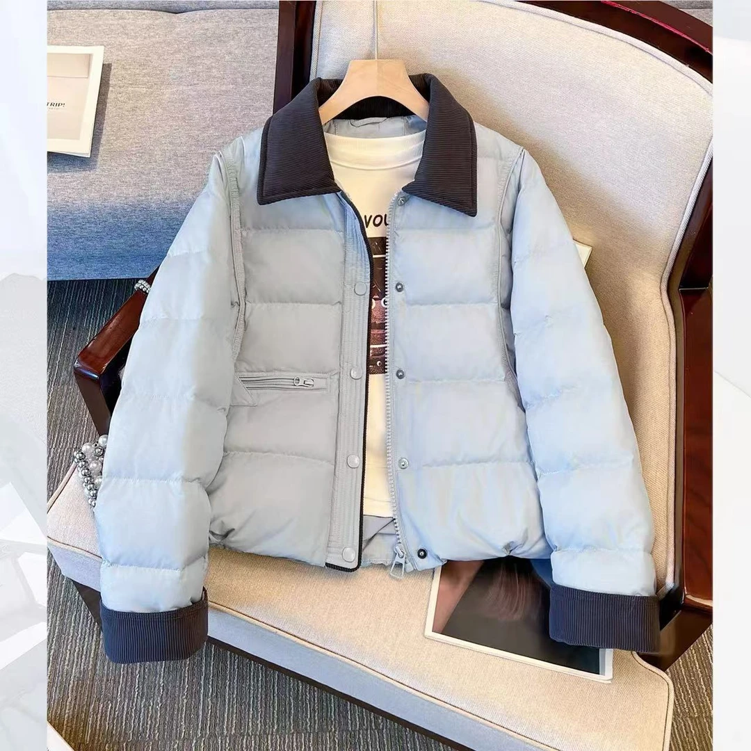 1109#秋冬时尚新款潮流拼色棉衣