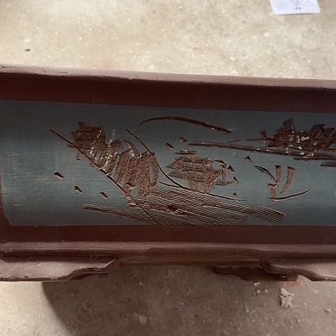 紫砂宜兴紫砂花盆40蓝马槽