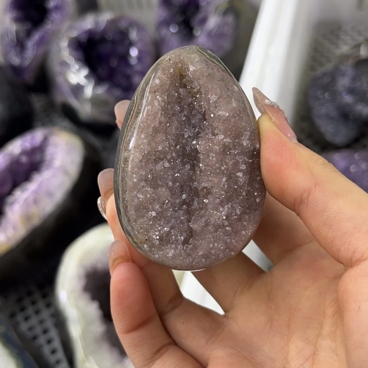 水晶未镶嵌珠宝半成品粉晶蛋