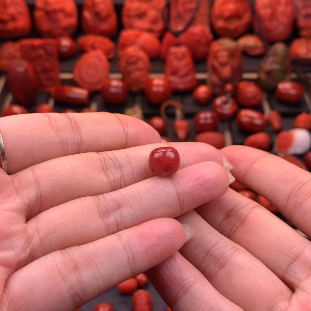 南红玛瑙南红川料原矿妖花老型单珠10mm未镶嵌