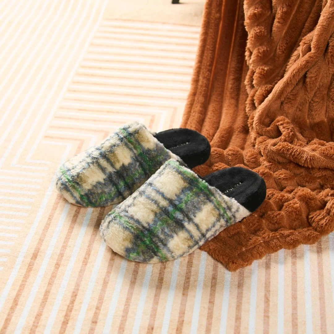 【运费险+现货】超静音牛筋底格子情侣厚底保暖居家拖鞋冬款棉鞋
