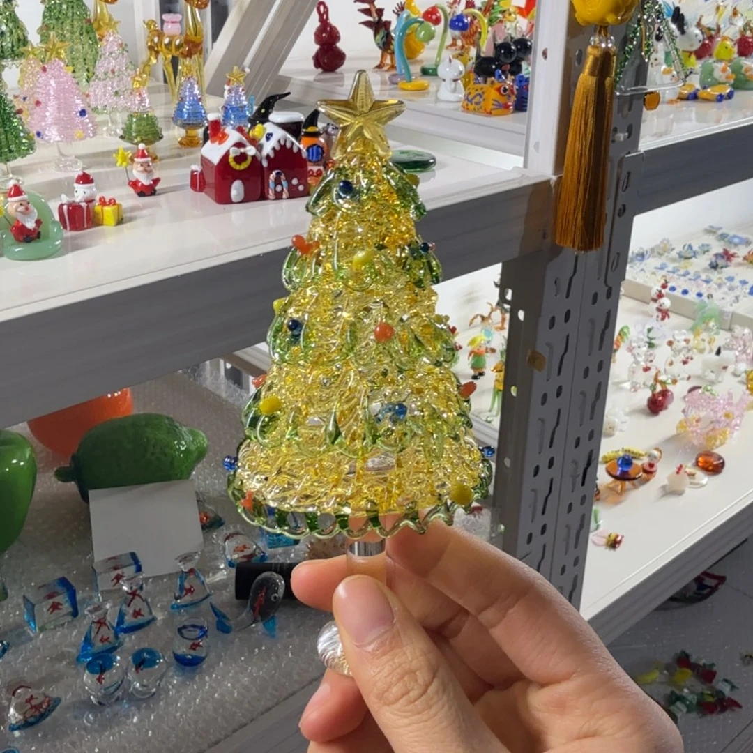 手工艺品琉璃绿金色大号