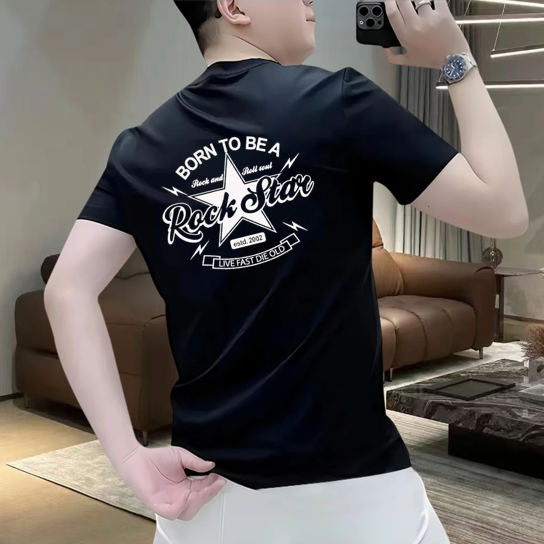 重磅夏季短袖T恤气场强大高级感男装2025时尚休闲百搭宽松上衣潮