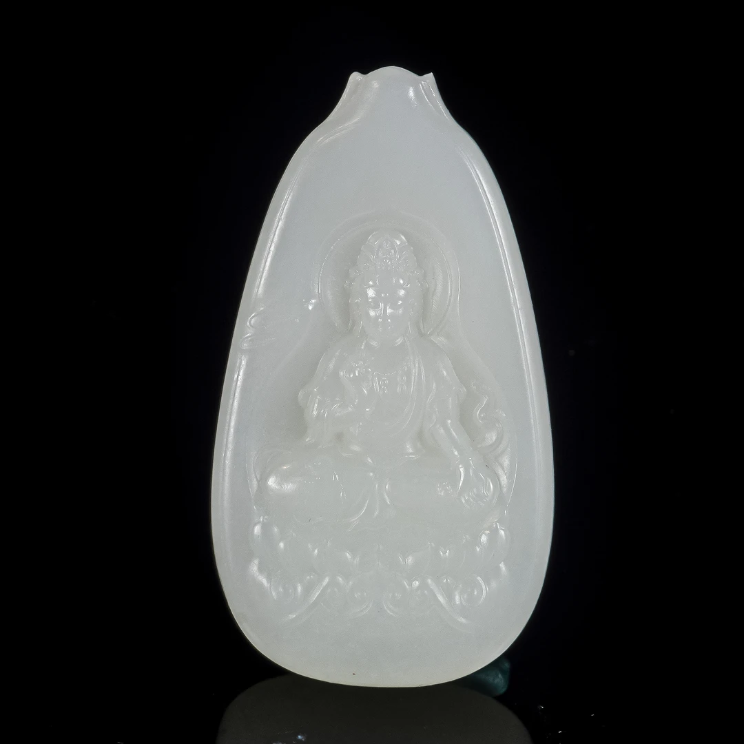 LOT.019羊脂白玉观音牌/X2046