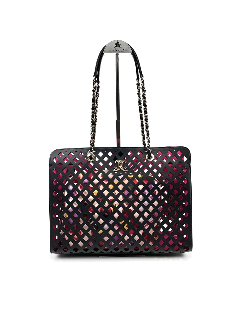 99新 Chanel/香奈儿 维舒/闲置/香奈儿黑金镂空购物袋/定金