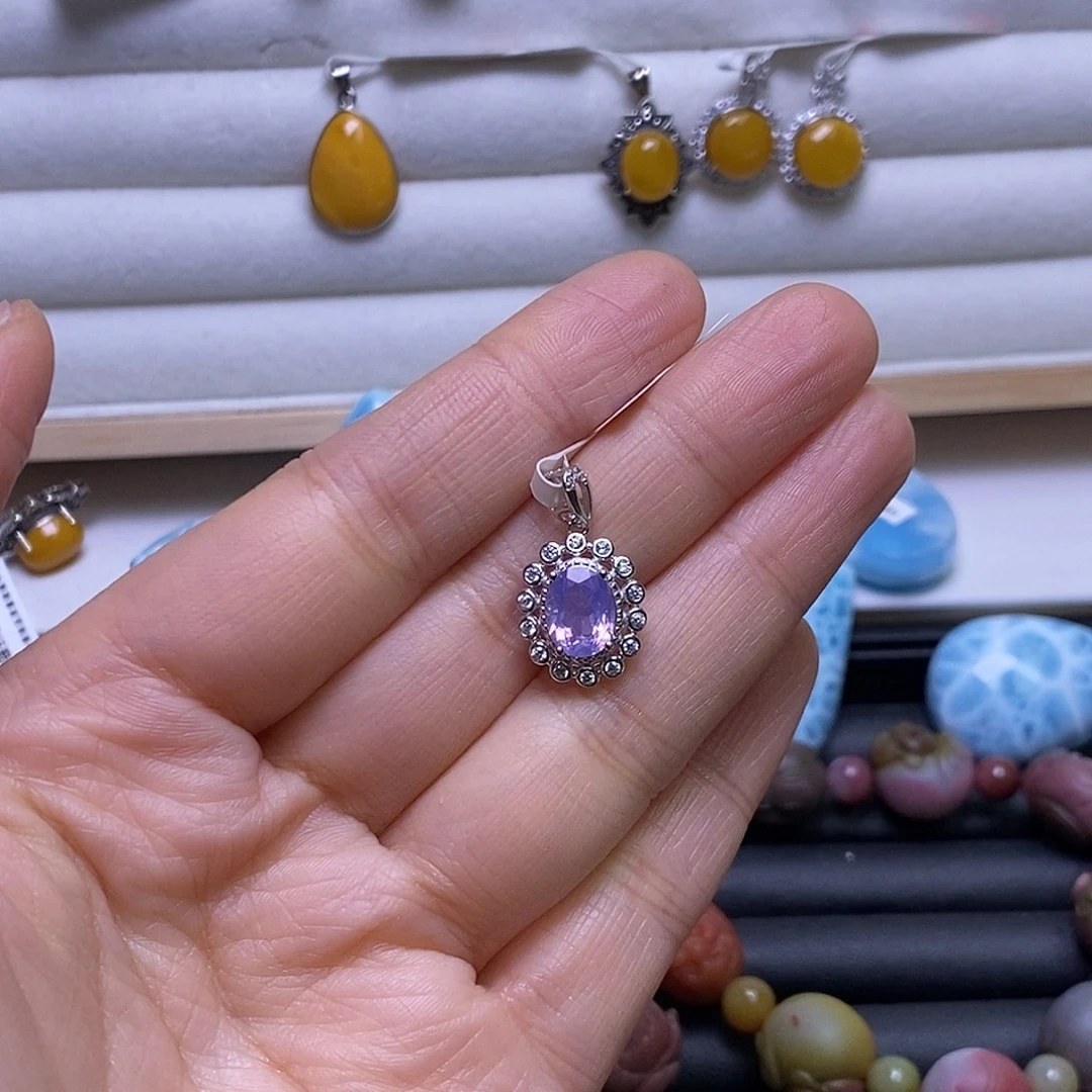 紫晶银S925镶嵌颈饰
