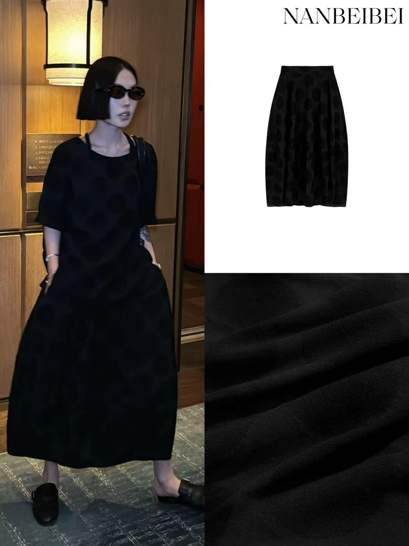 NanBeiBei 波点裙  设计款简约立体波点松紧腰半身裙 017