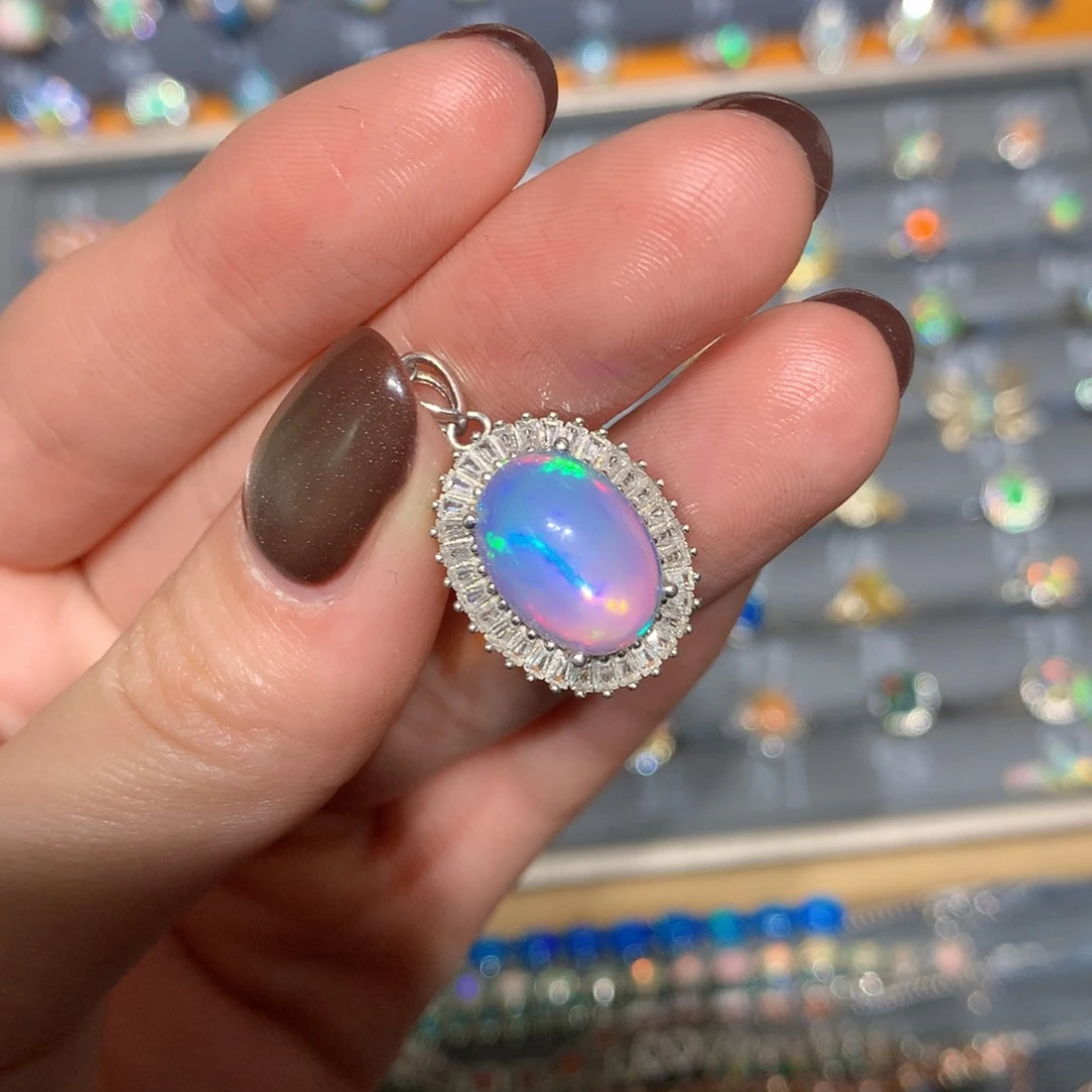 银S925镶嵌欧泊吊坠t