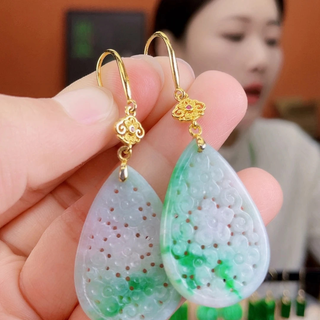 翡翠未镶嵌耳饰饰品