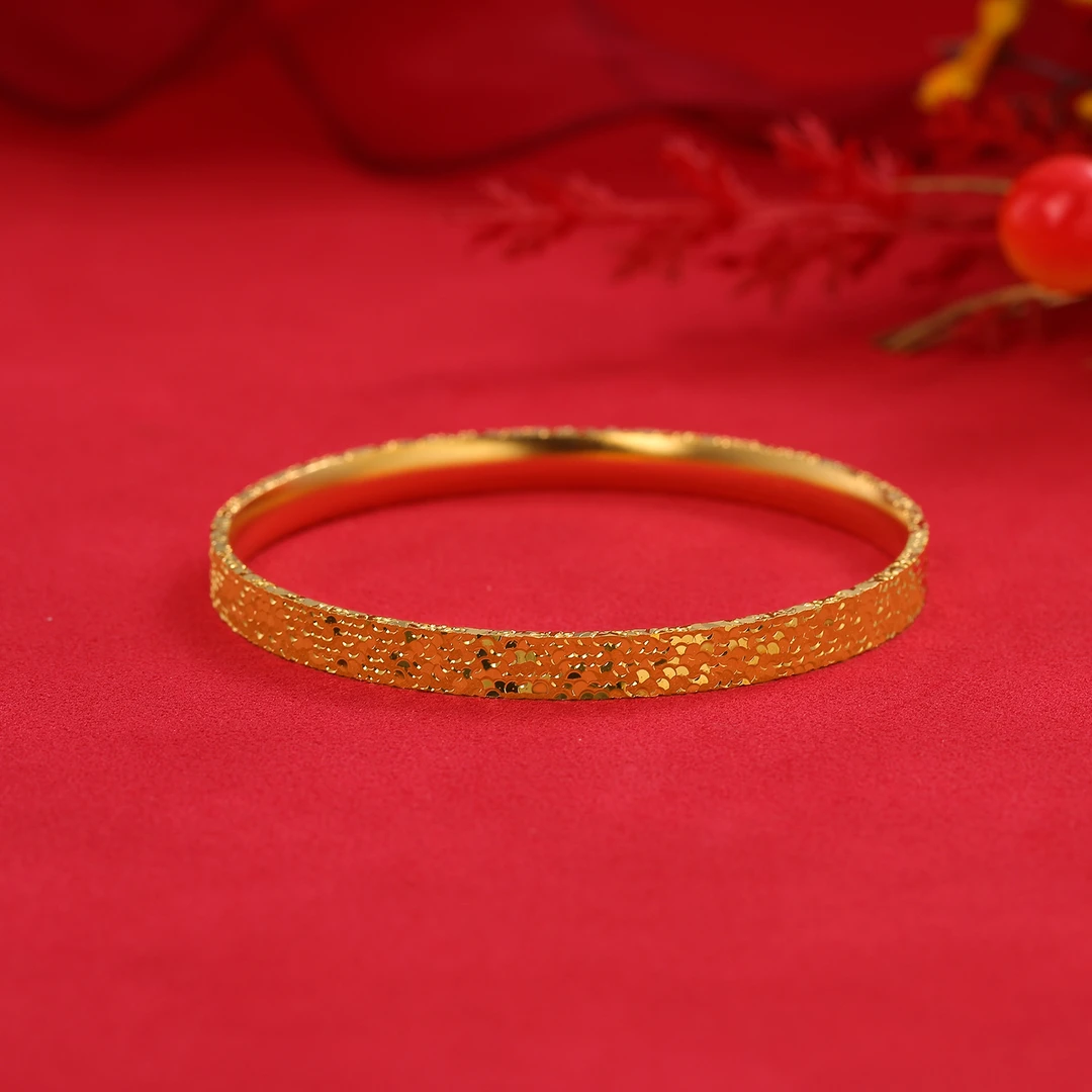 铜合金手镯 外包真金简约单圈实心素款经典传承碎冰冰手镯轻奢