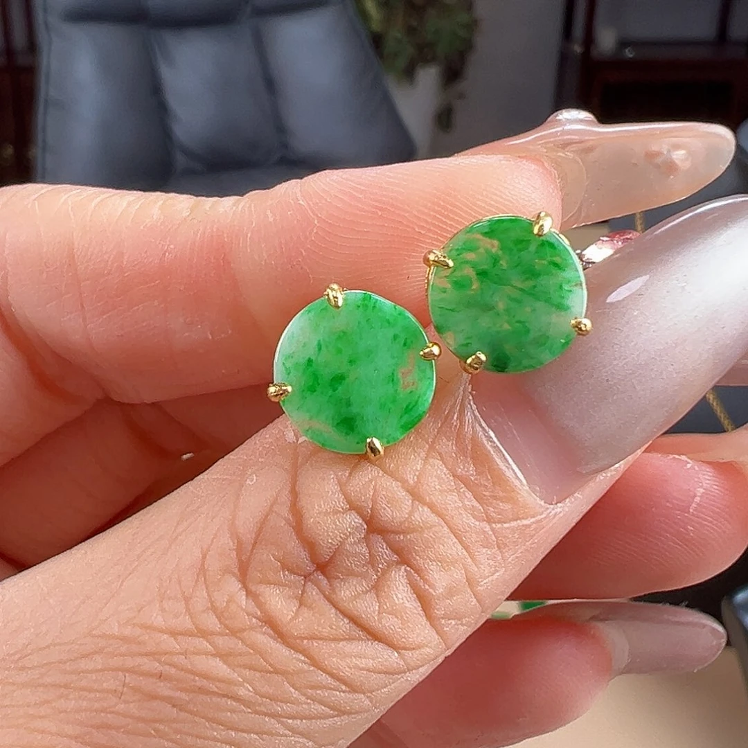 翡翠银S925镶嵌耳饰耳饰37