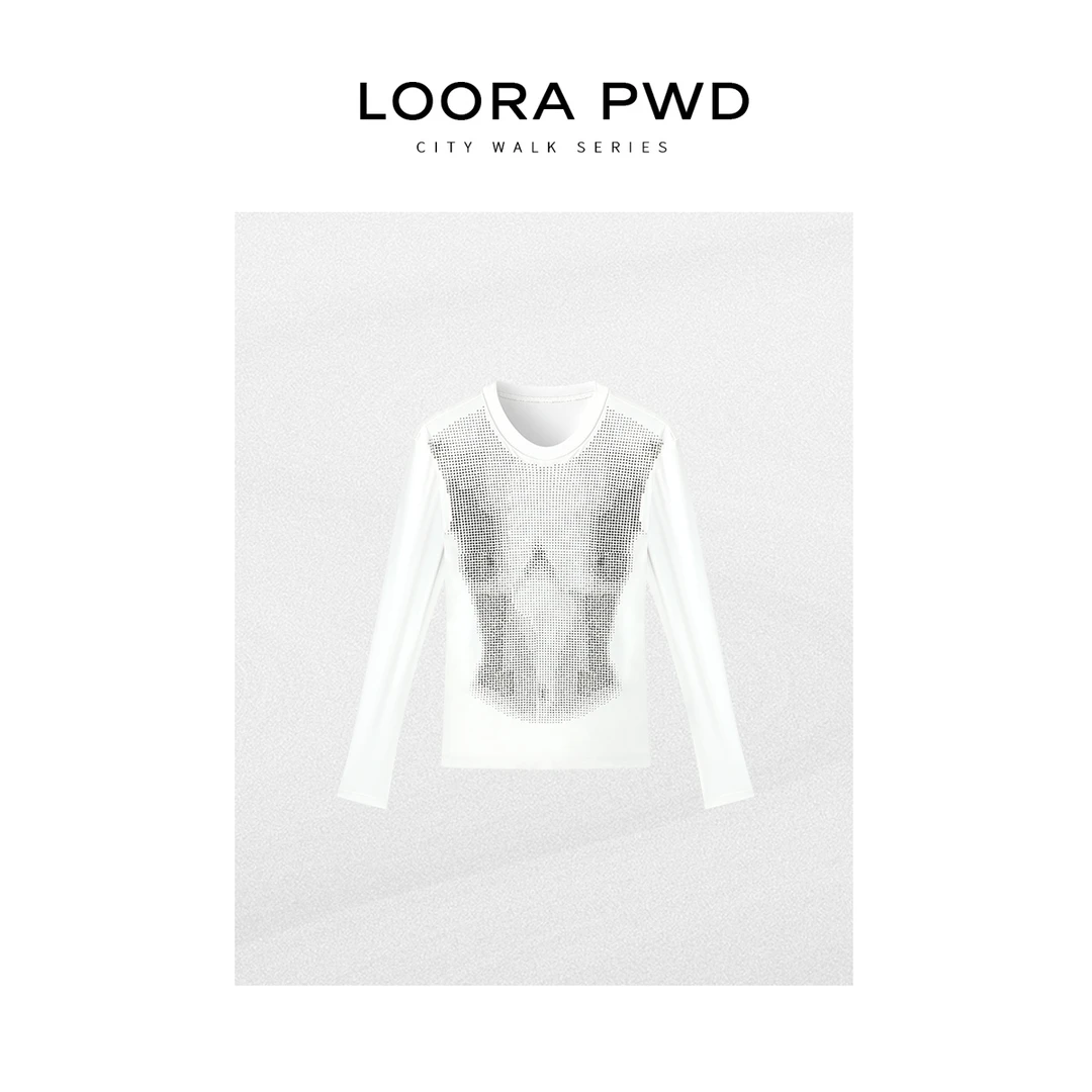 LOORAPWD/罗拉密码 夏季烫钻工艺超薄款舒适修身T恤25CJAA0117N