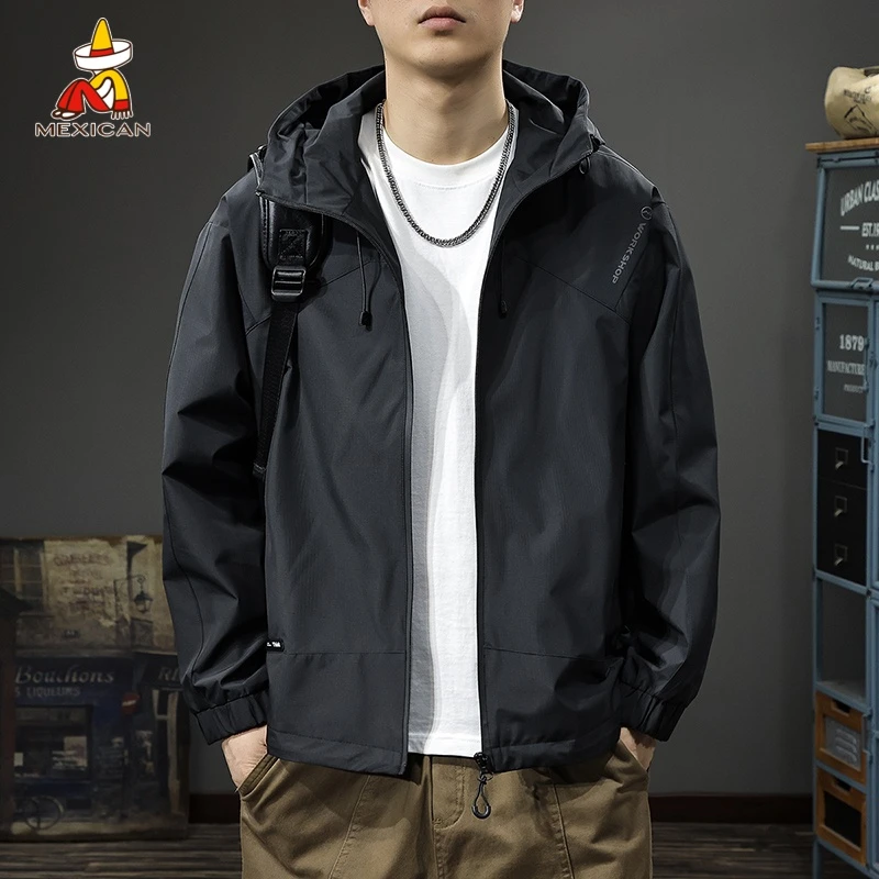 Mexican/稻草人美式休闲户外冲锋夹克男款秋季新款宽松登山服外套