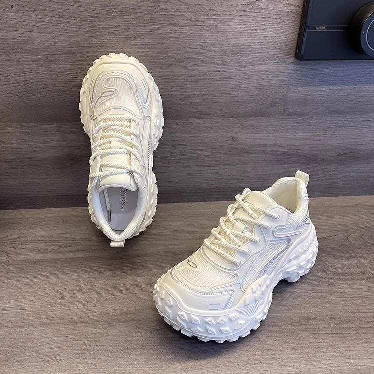 加绒老爹鞋女款2025秋冬季厚底增高小个子榴莲底百搭休闲运动鞋女