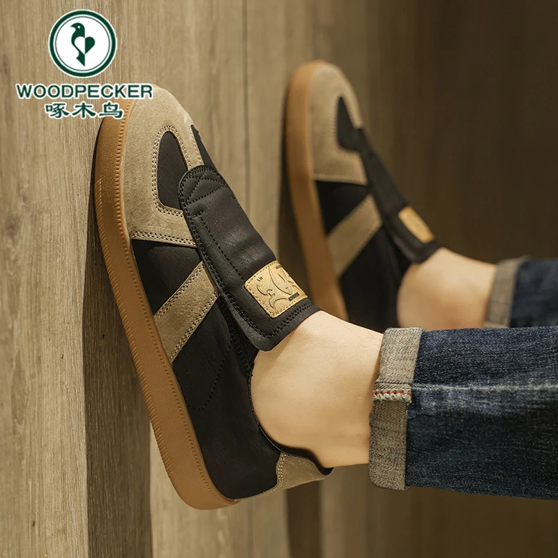 啄木鸟官方正版男鞋冬季软底懒人一脚蹬小白板鞋休闲运动阿甘德男