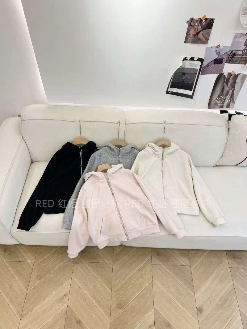 短款加绒加厚修身显高连帽卫衣外套1008