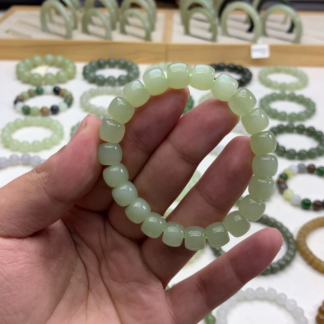 和田玉手串（直切冰晴水9.5）未镶嵌