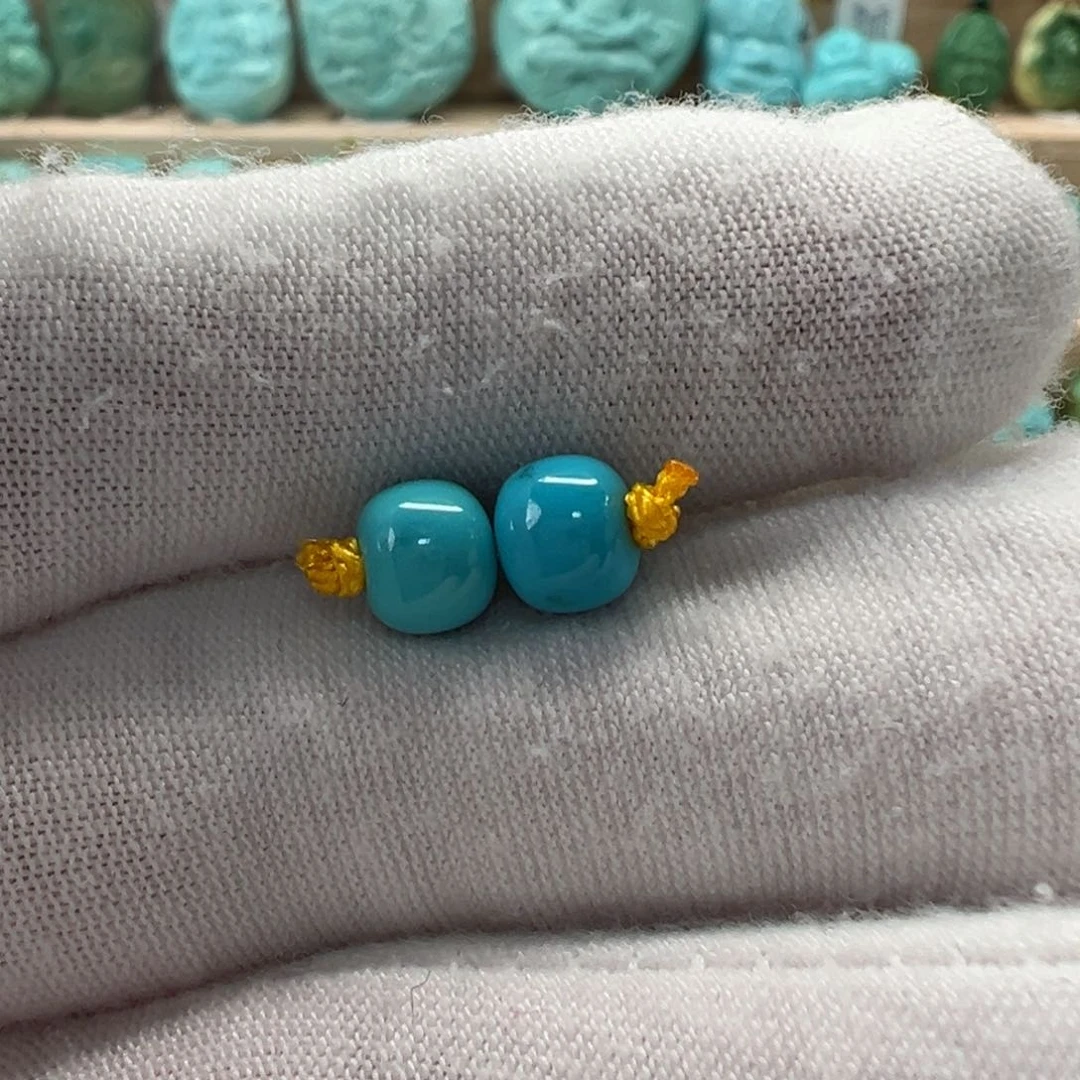 未镶嵌绿松石老型对珠6.3x5.2mm