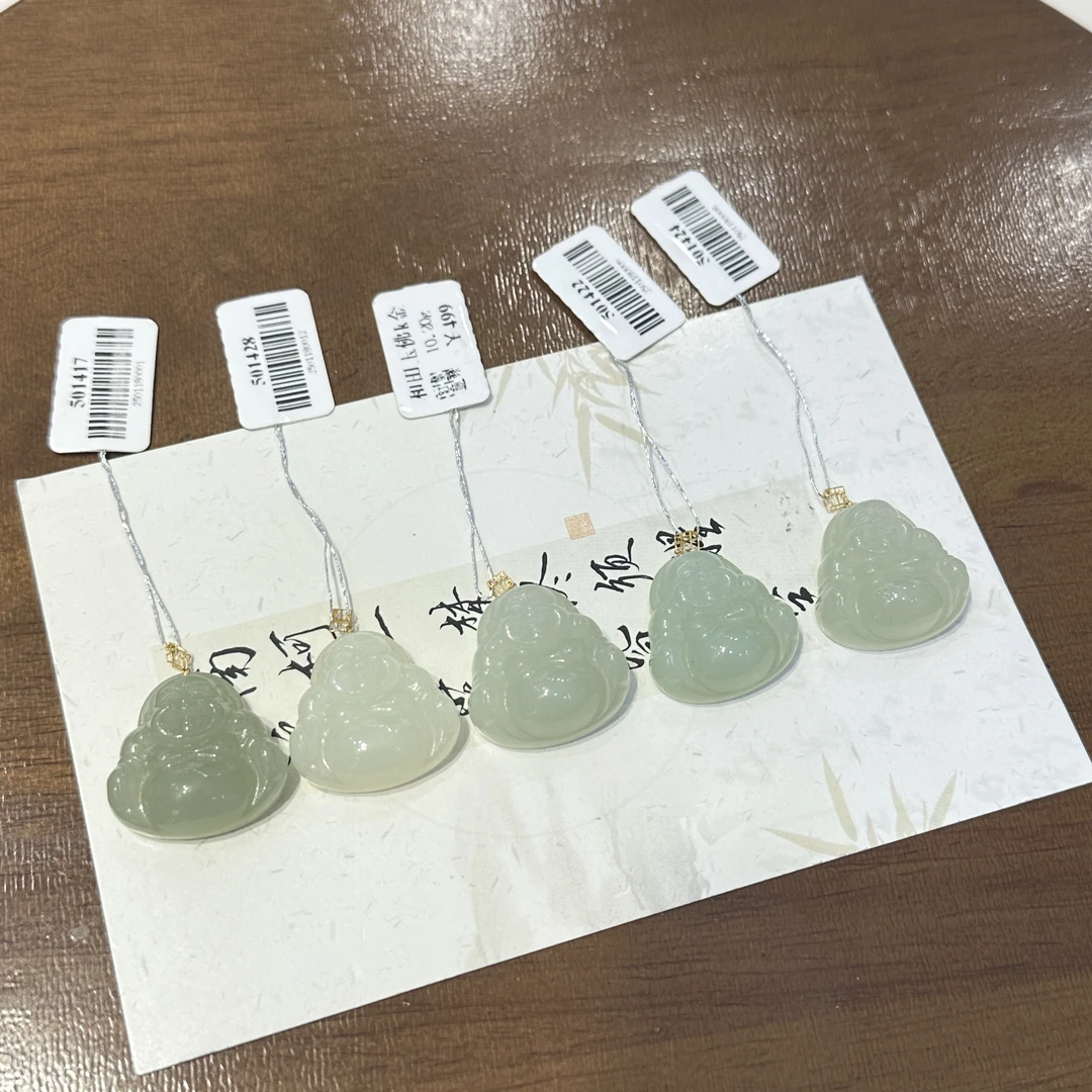 天然和田玉佛公 18K金镶嵌佛公 拍一发一