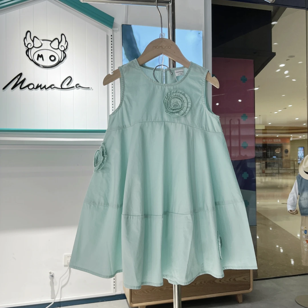 MOMOCO一秒入夏女童新款2025森林系甜美无袖连衣裙77630470007