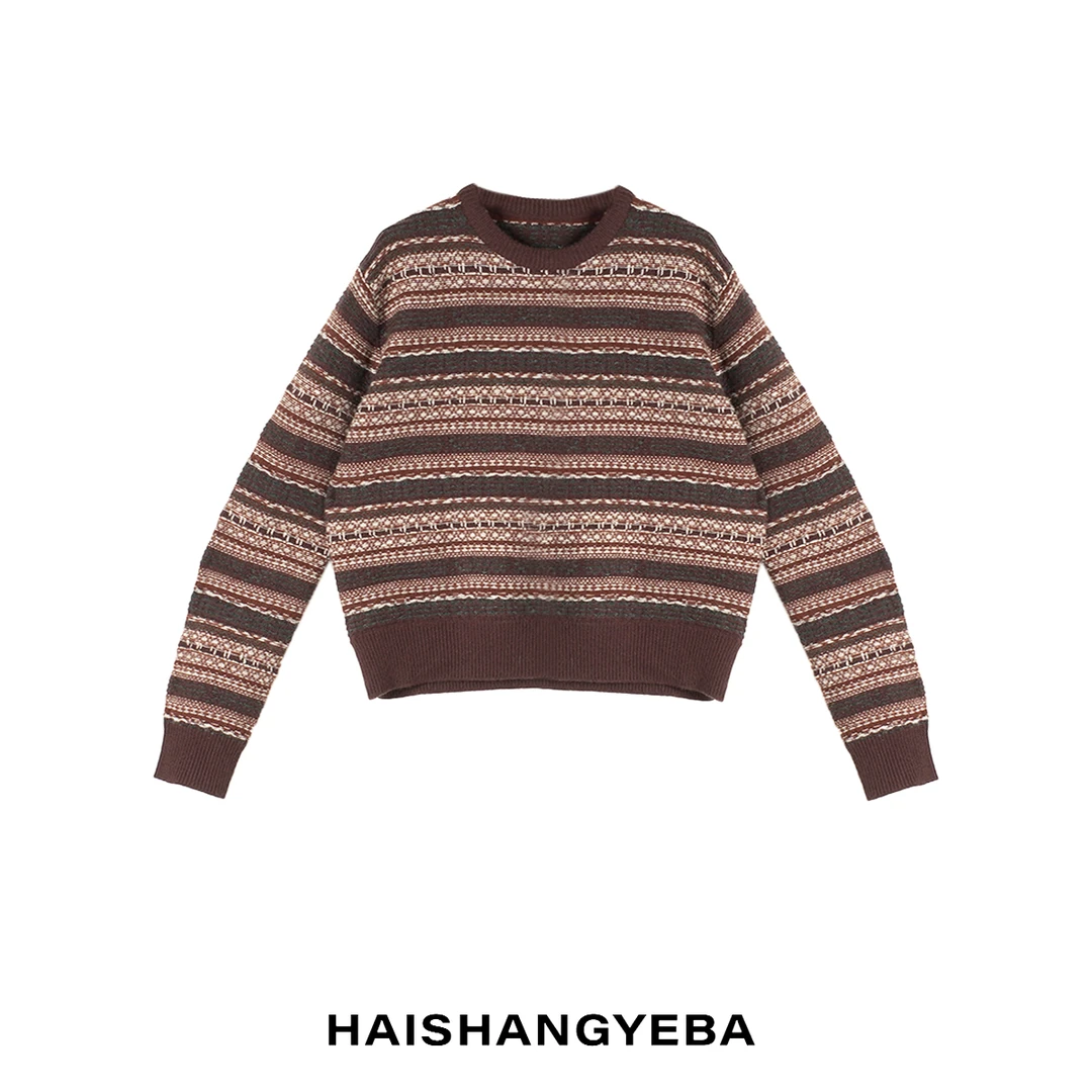 【海上叶爸】新款2025秋冬百搭圆领套头厚款通勤休闲毛衣