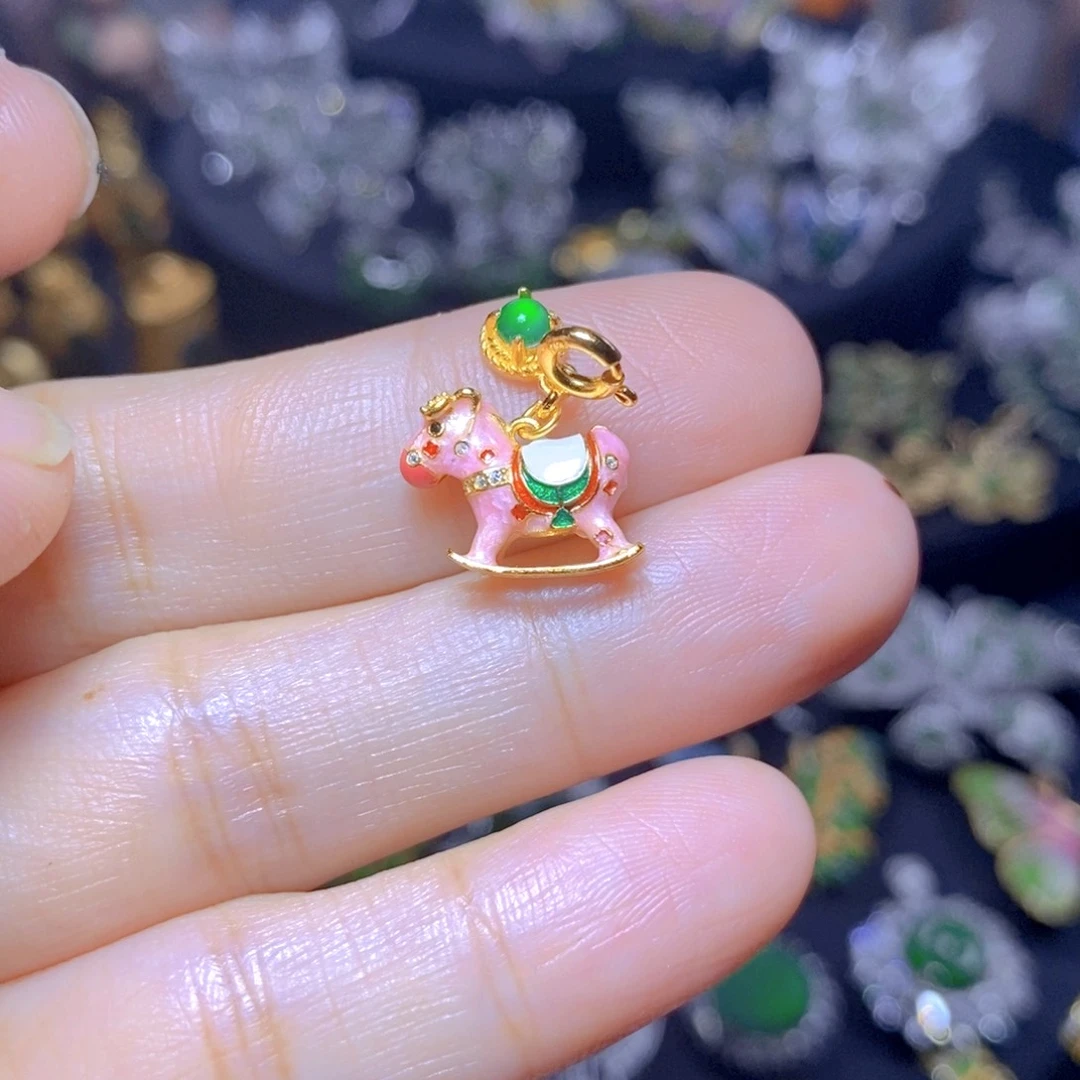 翡翠银S925镶嵌吊坠(不含链)天然资源