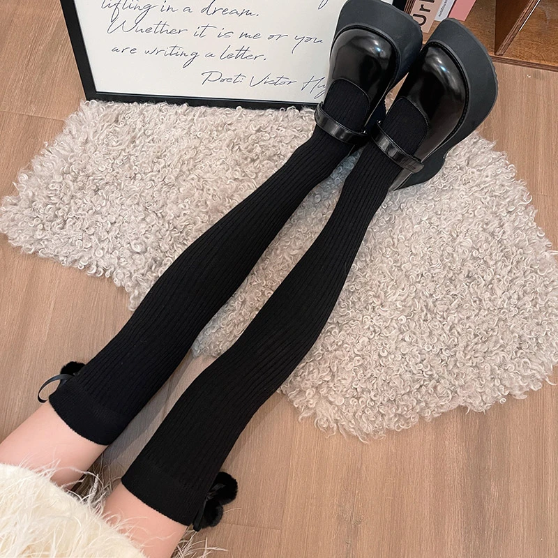 千禧年y2k亚文化辣妹冬季新品澳羊绒保暖显瘦少女中筒过膝大腿袜