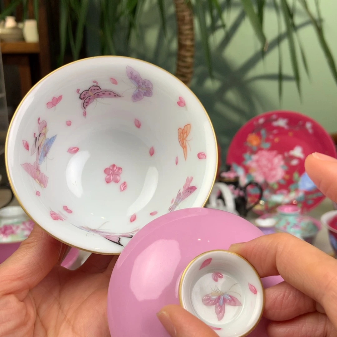 陶景德镇陶瓷内绘蝶恋花