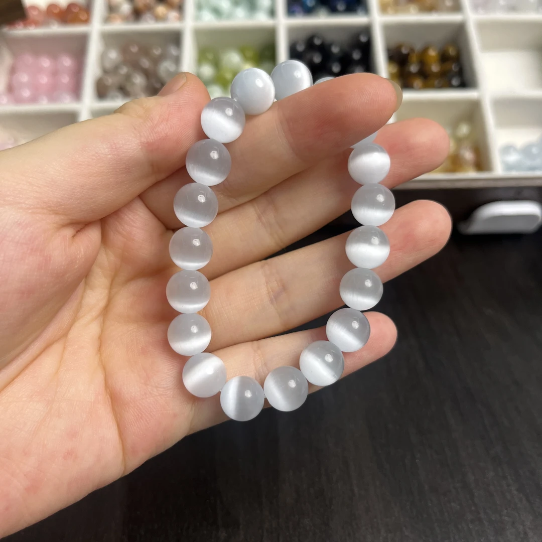 非金属仿水晶手链 【黑暗光芒】白色猫眼手串