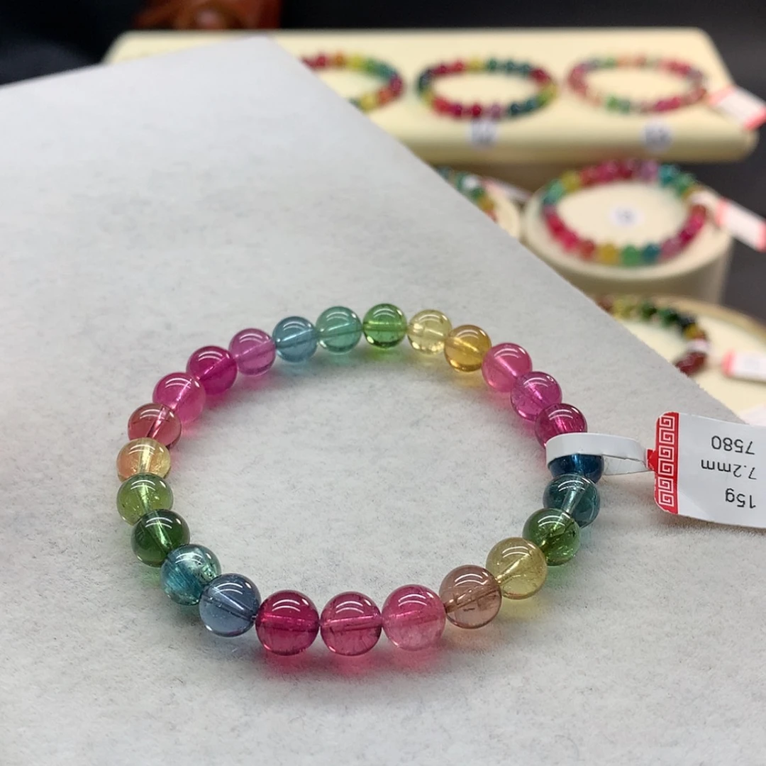 【闪购商品】未镶嵌手链碧玺荧光色标单圈7.2