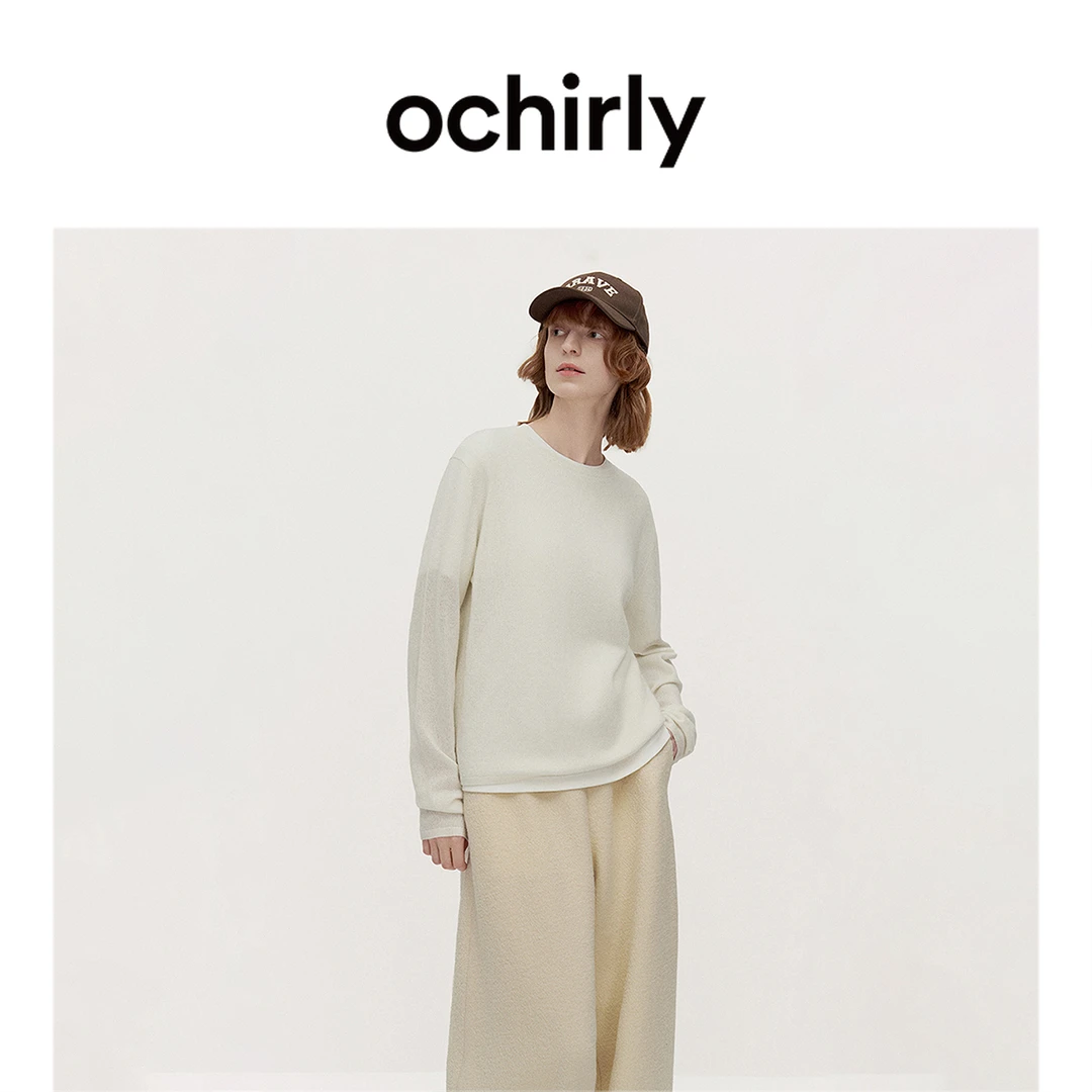 ochirly【可机洗100%羊绒衫】飘带套头毛衣上衣秋冬新品