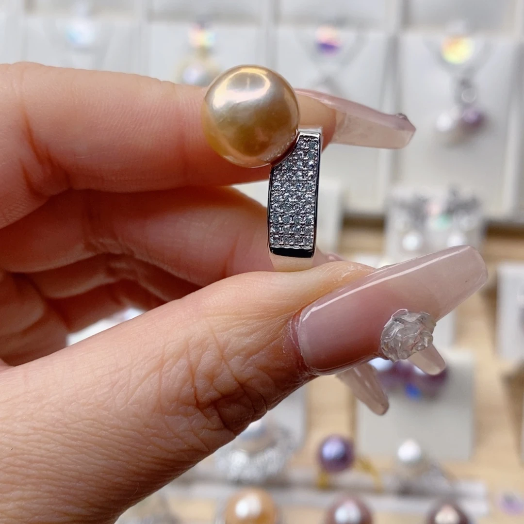 淡水珍珠戒指银S925镶嵌是**吖