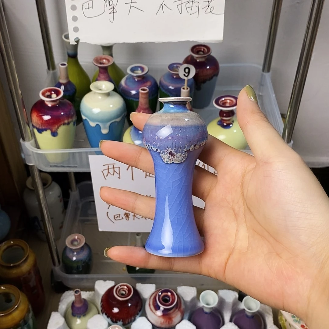 摆件巴掌大不插花景德镇高温陶瓷小花器
