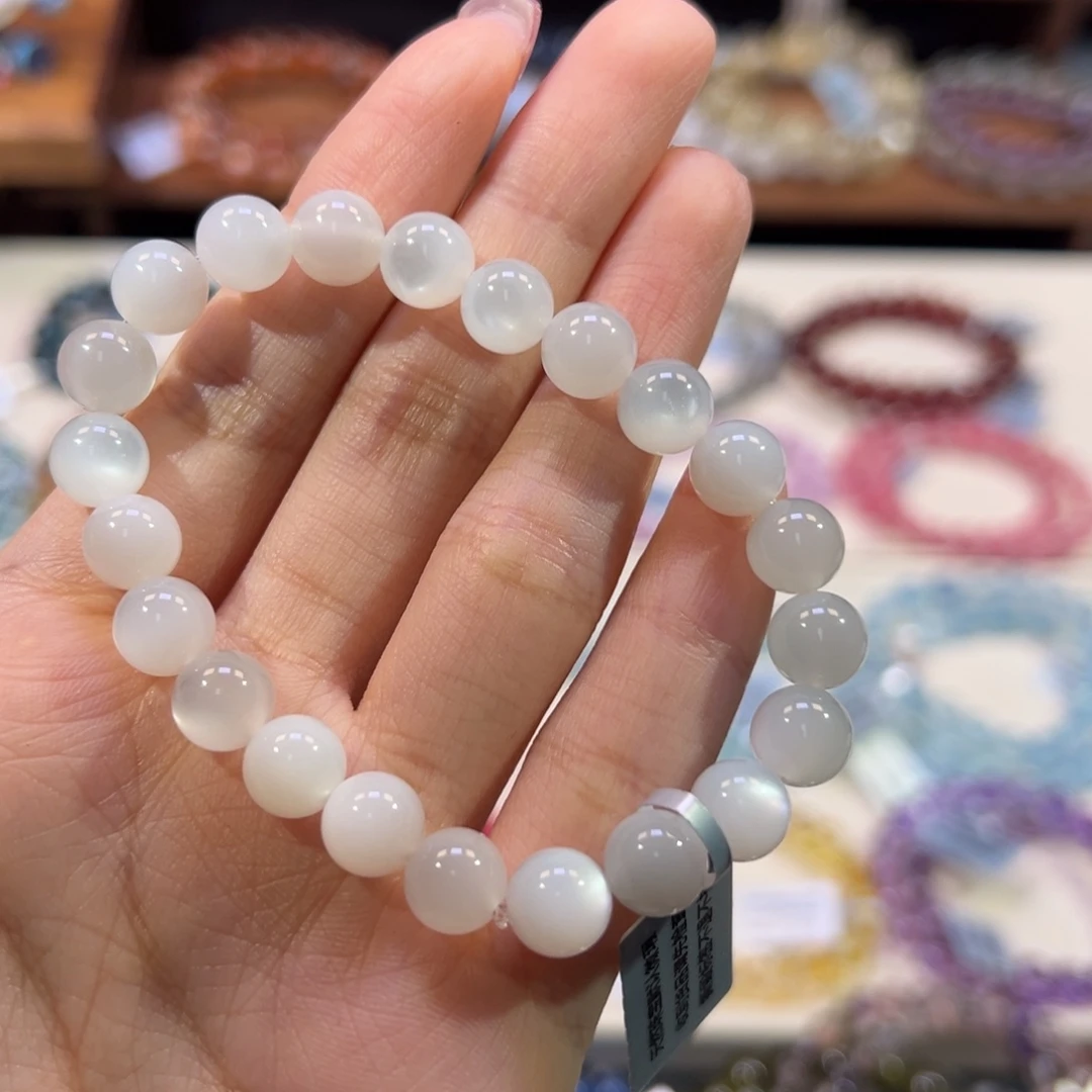 长石未镶嵌手链8m殿堂级灯泡猫眼白月光