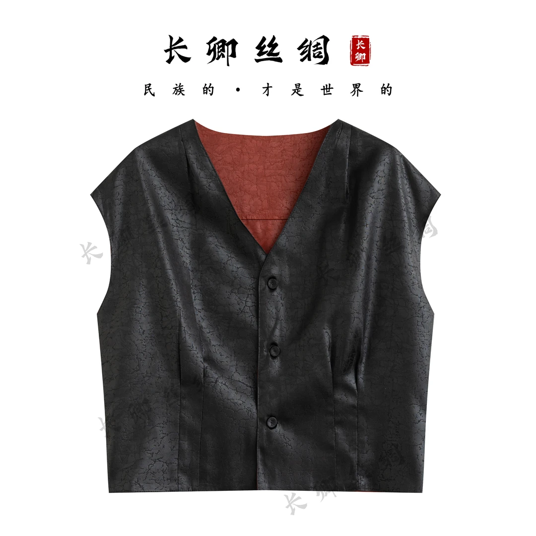 双面双穿新中式龟裂纹国风时尚休闲百搭上衣小衫外套W225