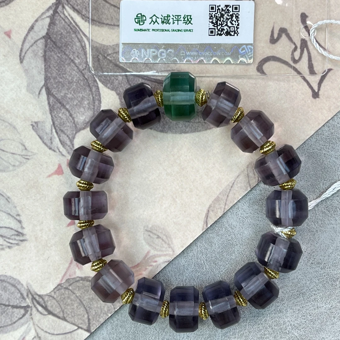 清代 紫水晶 桶珠 手串 YZ0575  [燕赵造物司］