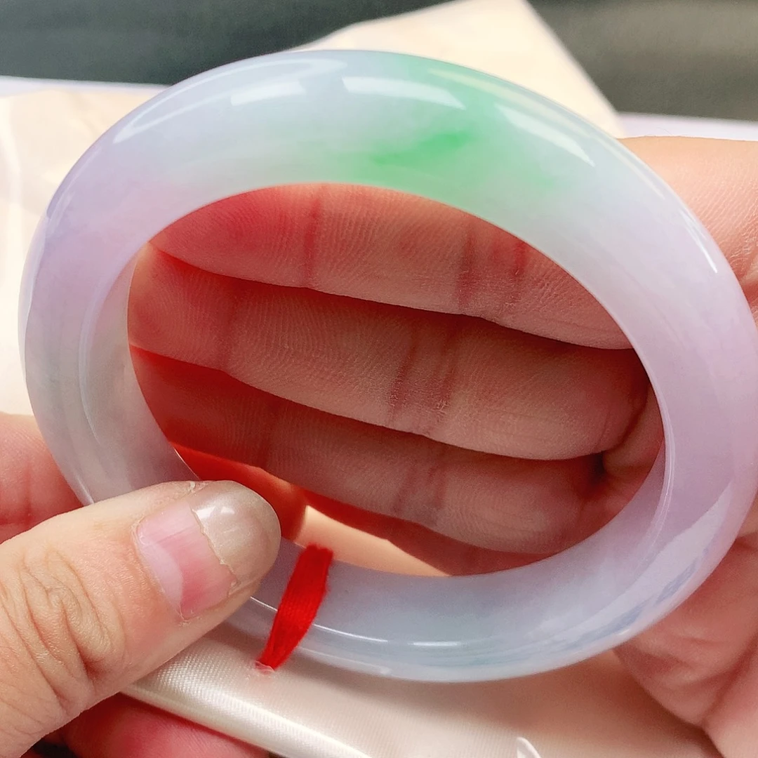 未镶嵌手镯翡翠缅甸纯天然A货翡翠老坑春带彩大圈口