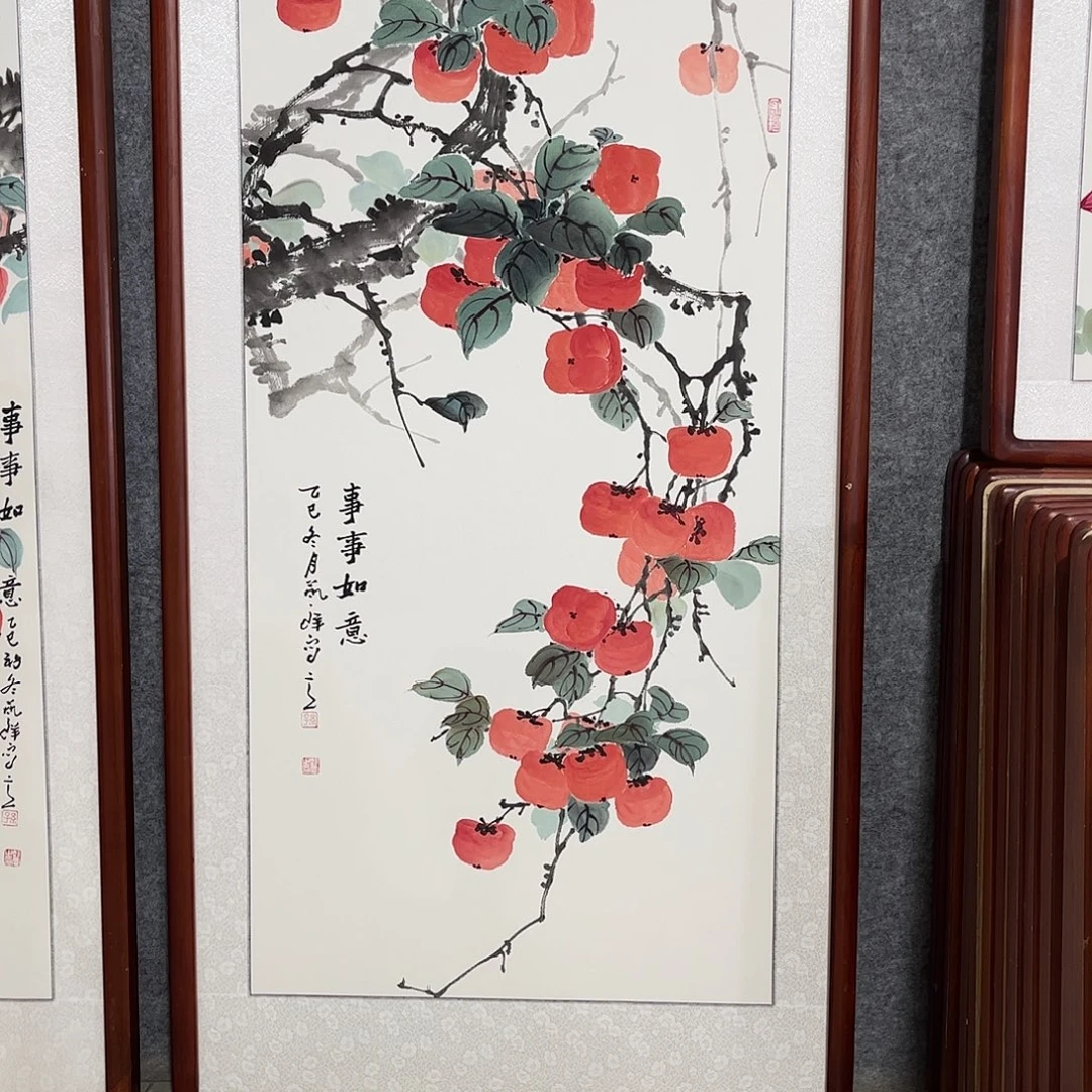 筝***厚国画书画作品带框63×123