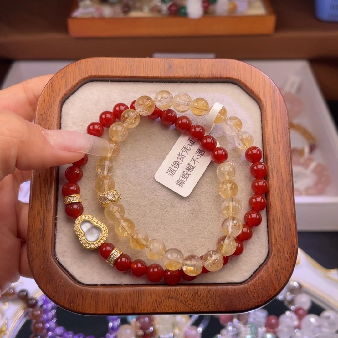 手链水晶未镶嵌122号红玛瑙黄塔双圈