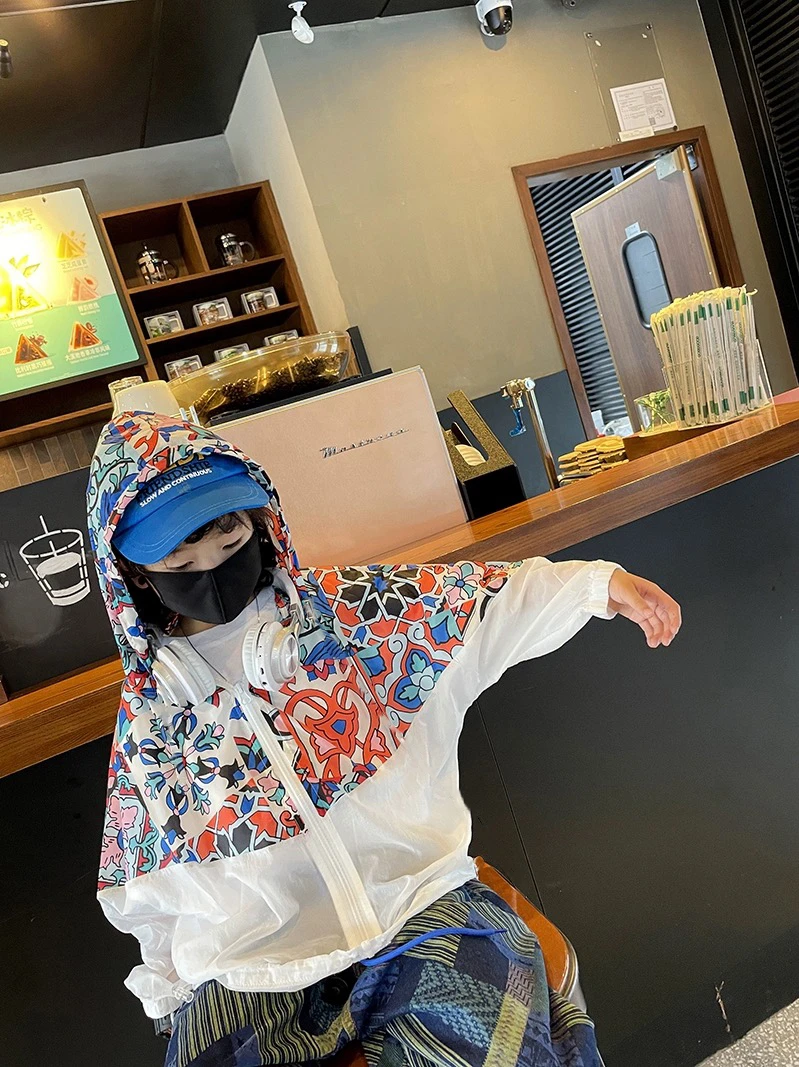 儿童防晒衣夏季薄款男女童开衫皮肤衣防紫外线中大童防晒服亲子装