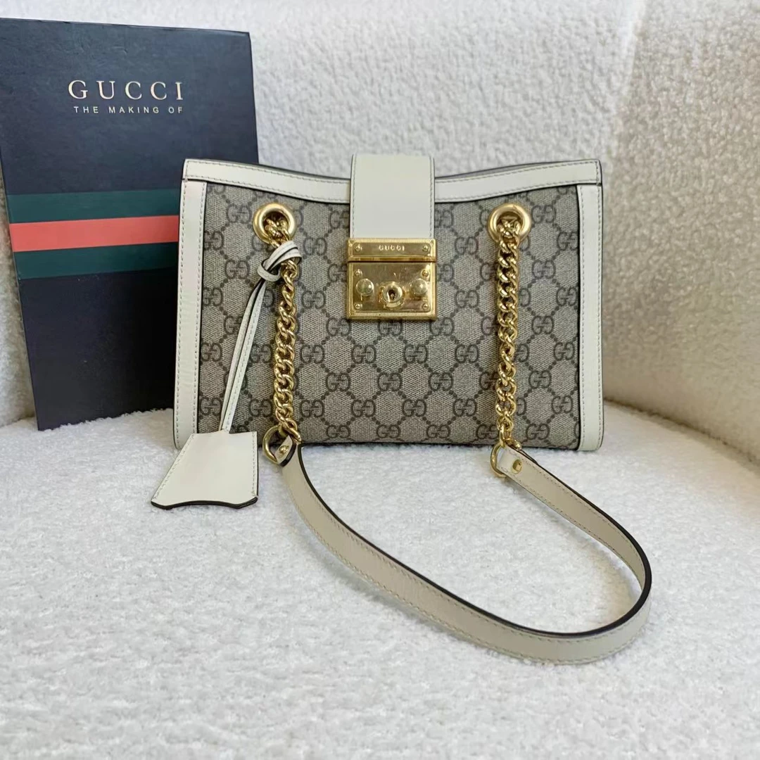 99新 GUCCI/古驰 壹臻/白色老花padlock tot e 小号 69761951