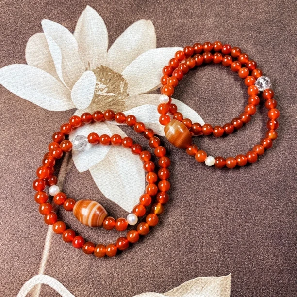 红玛瑙多线药师手串简约时尚双圈多样性发一