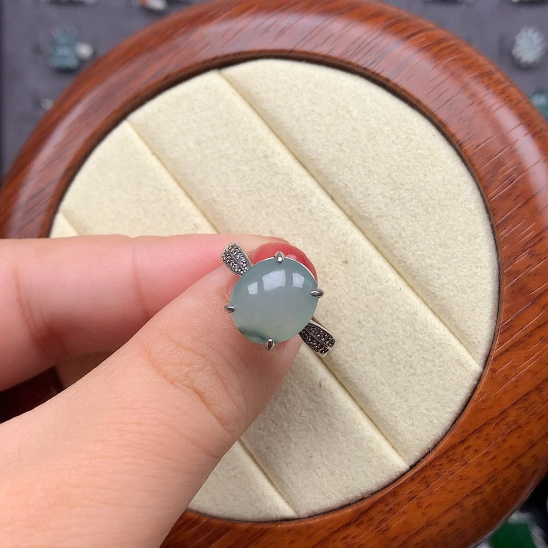翡翠戒指银S925镶嵌