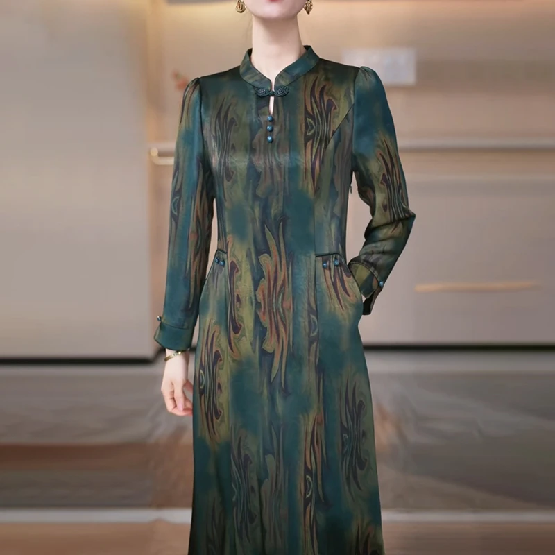 沐伊气质轻奢新中式国风连衣裙2025春夏高端洋气修身减龄中长裙