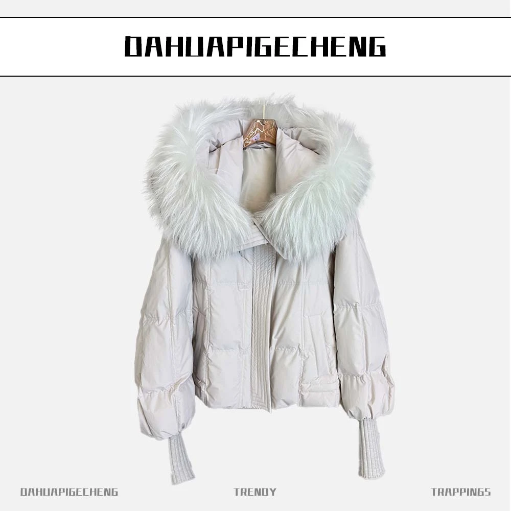 2025冬季新款羽绒服女士时尚款狐狸毛领连帽外套K6076